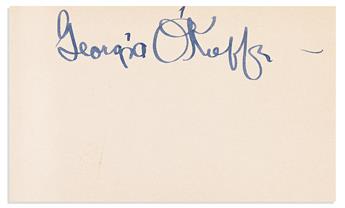 (ARTISTS.) Group of 4 items Signed: Georgia O'Keeffe * Willem de Kooning * Edward Steichen * Anna Hyatt Huntington.